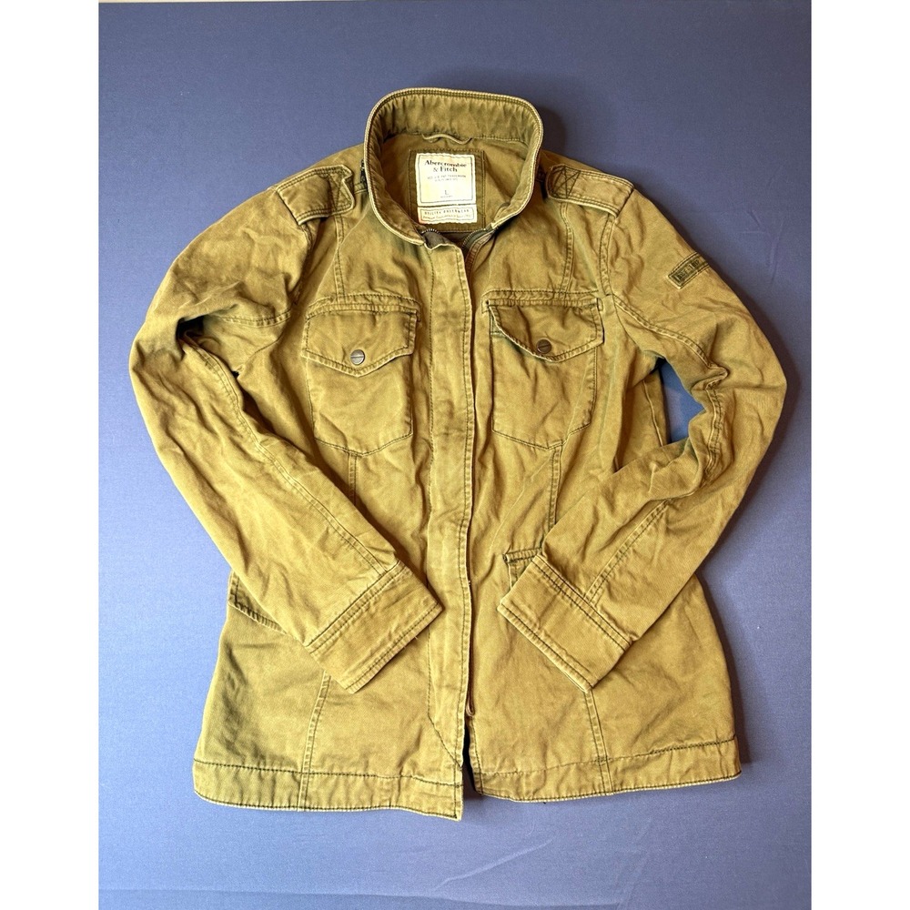 Abercrombie & Fitch Utility Outerwear Women's L Green Full Zip Utility Jacket